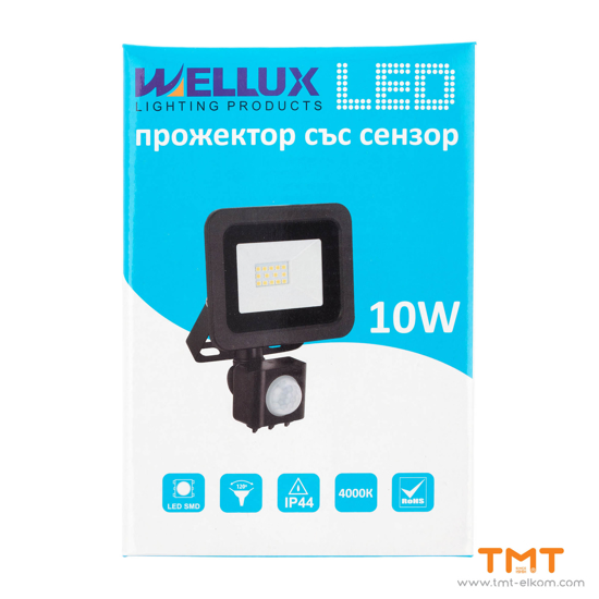 Снимка на ПРОЖЕКТОР LED 10W+СЕНЗОР,4000K,860Lm,WELLUX,