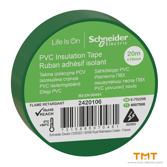 Picture of PVC insulation tape 19mm x 20m green