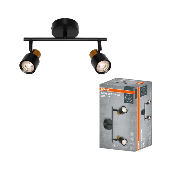 Снимка на СПОТ 2хGU10,DECOR SECTORAL,ЧЕРЕН/ЗЛАТО,588761