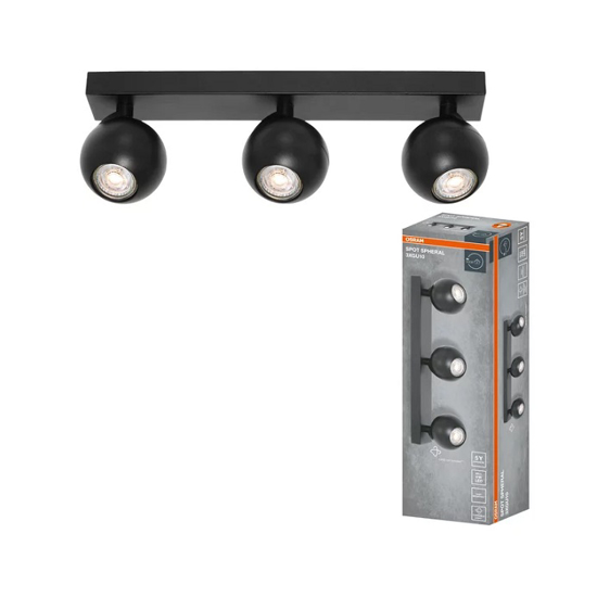 Снимка на СПОТ 3хGU10,DECOR SPHERAL,ЧЕРЕН,588440,ОСРАМ